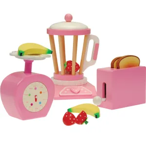 13-Piece Wooden Kitchen Accessories Set with Blender, Toaster & Scale