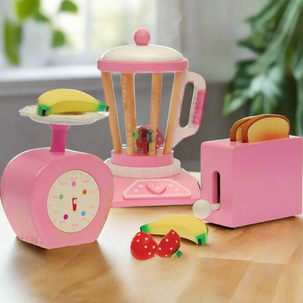 13-Piece Wooden Kitchen Accessories Set with Blender, Toaster & Scale