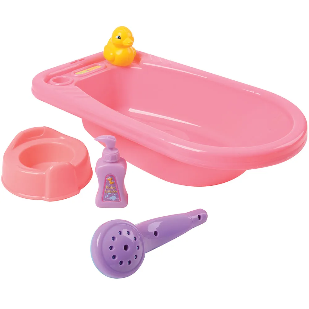 21-Piece Baby Doll Care Set | Bathtub, Bottles, Rattles, Food & More
