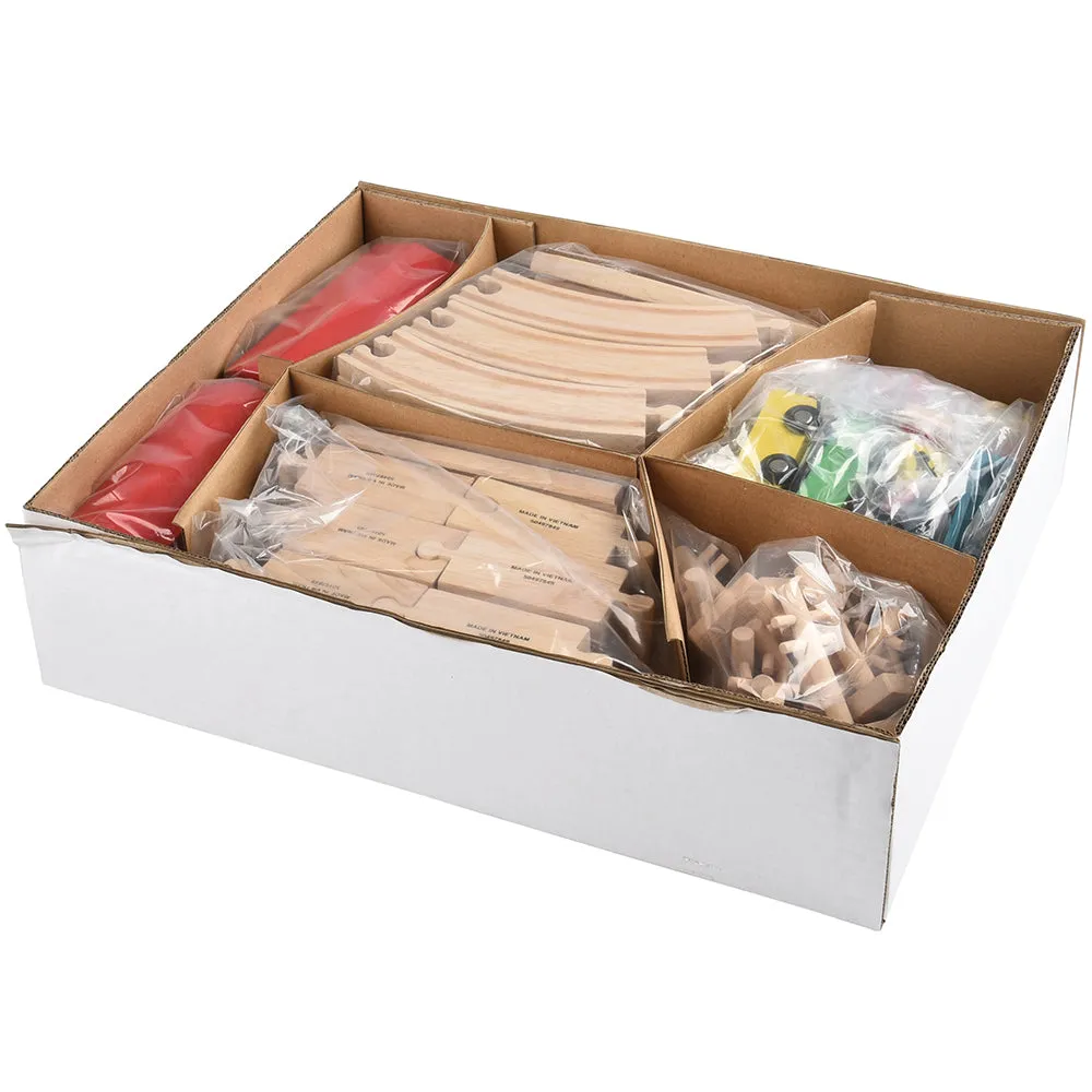 55-Piece Magnetic Wooden Train Set with Tracks, Bridges & Accessories | Classic BlockPlayset