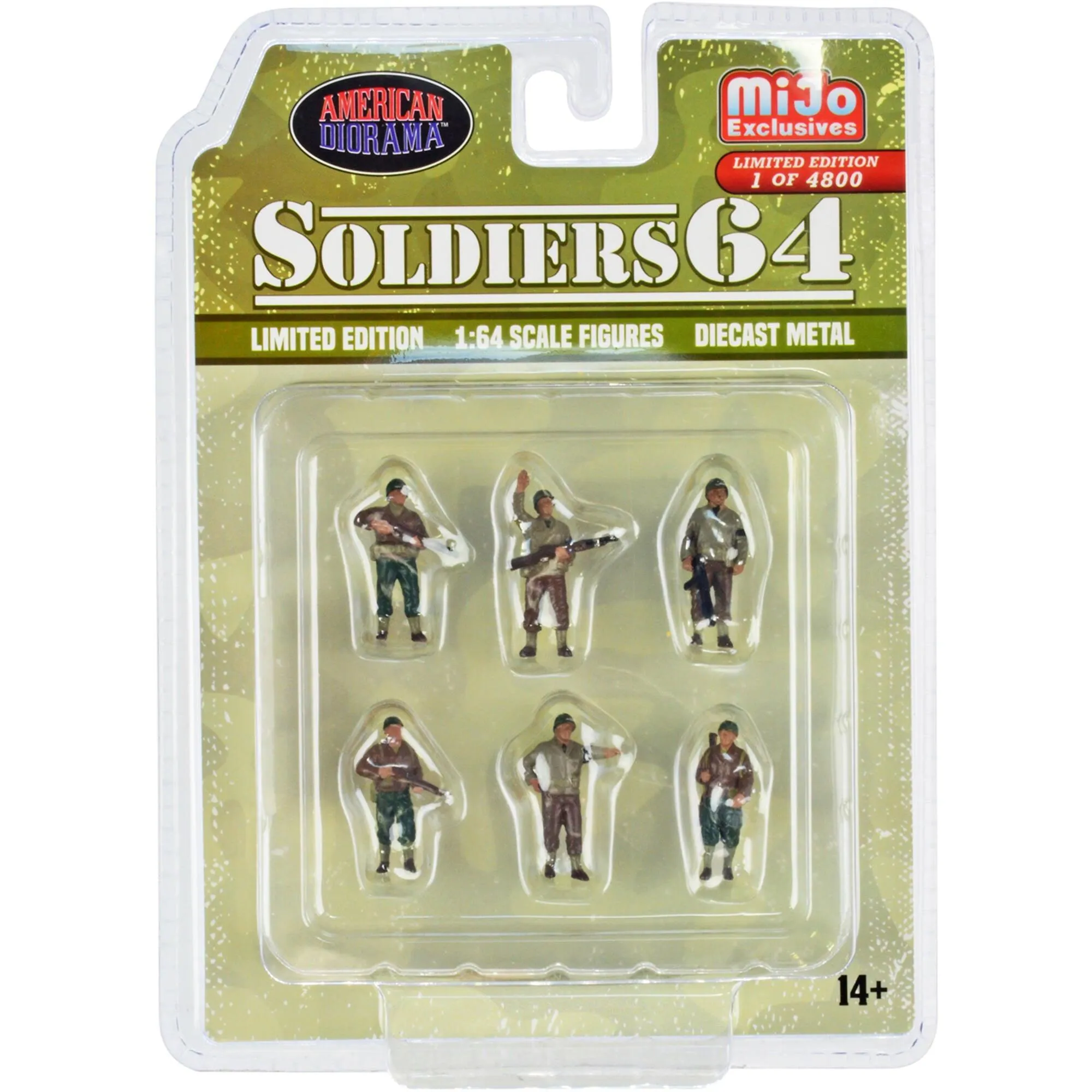 American Diorama 1/64 Scale Diecast Set - Soldiers 64 Military Figures, 6 piece