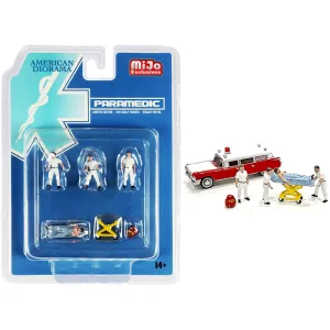 American Diorama Diecast Set - Paramedic 4 Figurines and 2 Accessories 1/64 Models