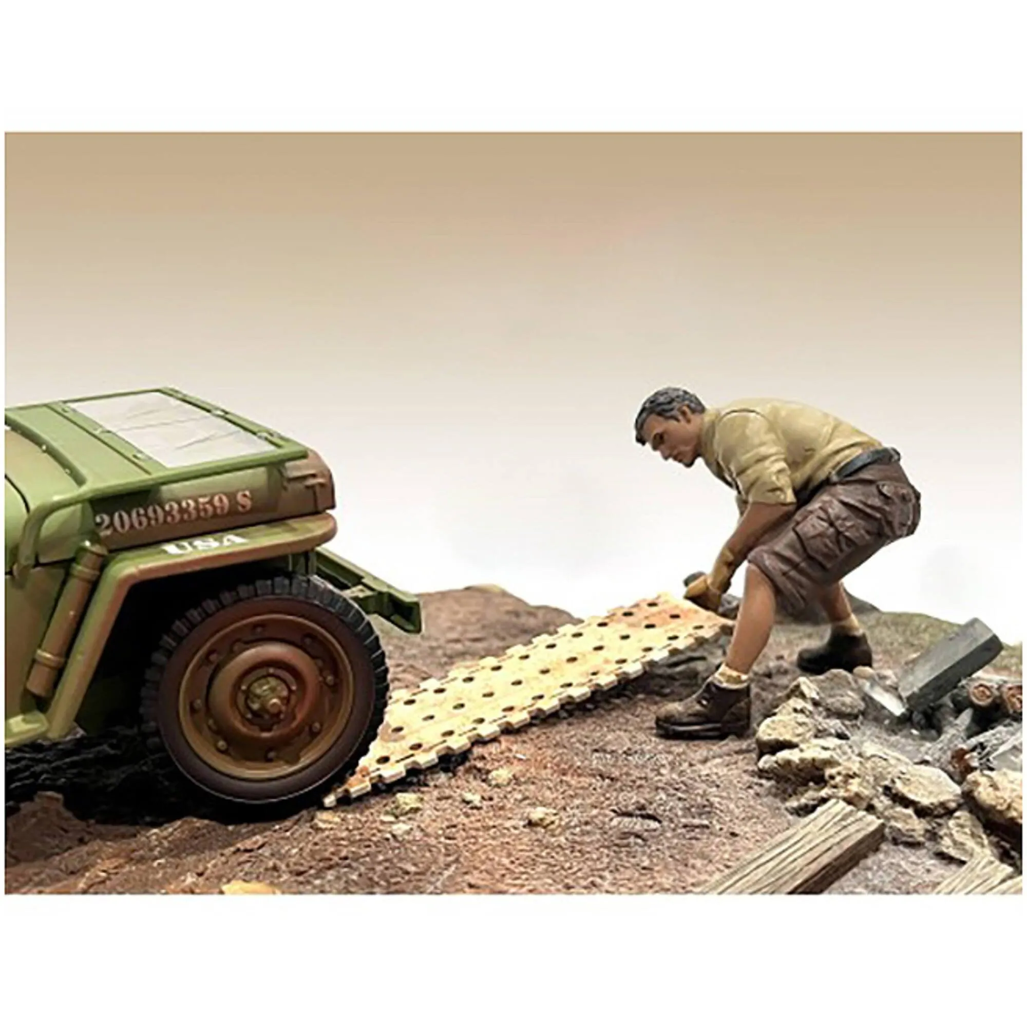 American Diorama Figure 2 for 1/18 Scale Model - 4X4 Mechanic with Board Accessory