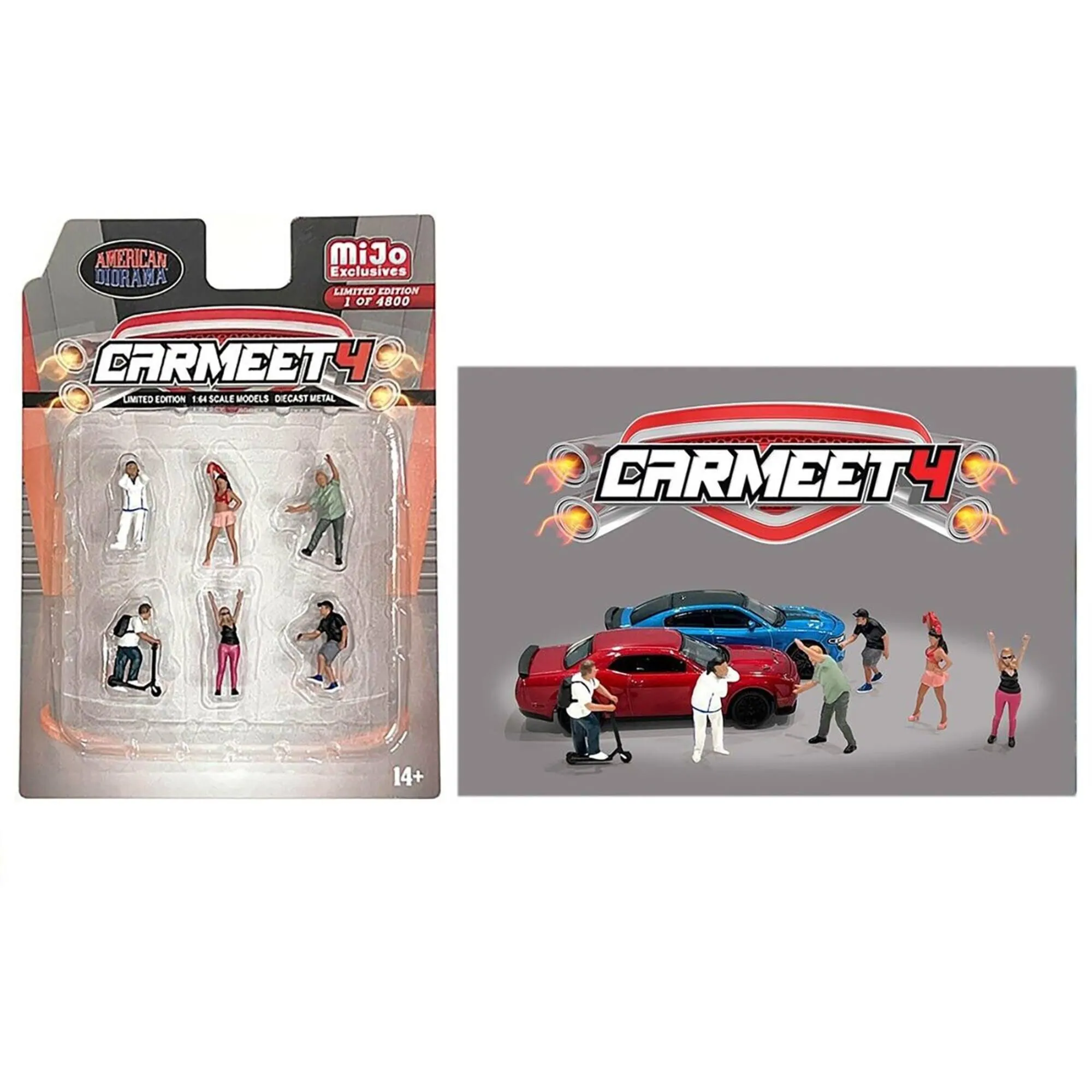 American Diorama Figure Set - Car Meet 4 Diecast for 1/64 Scale Models, 6 piece