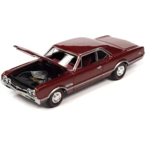 Auto World 1/64 Diecast Car - 1966 Oldsmobile 442 Autumn Bronze Metallic, Red Interior