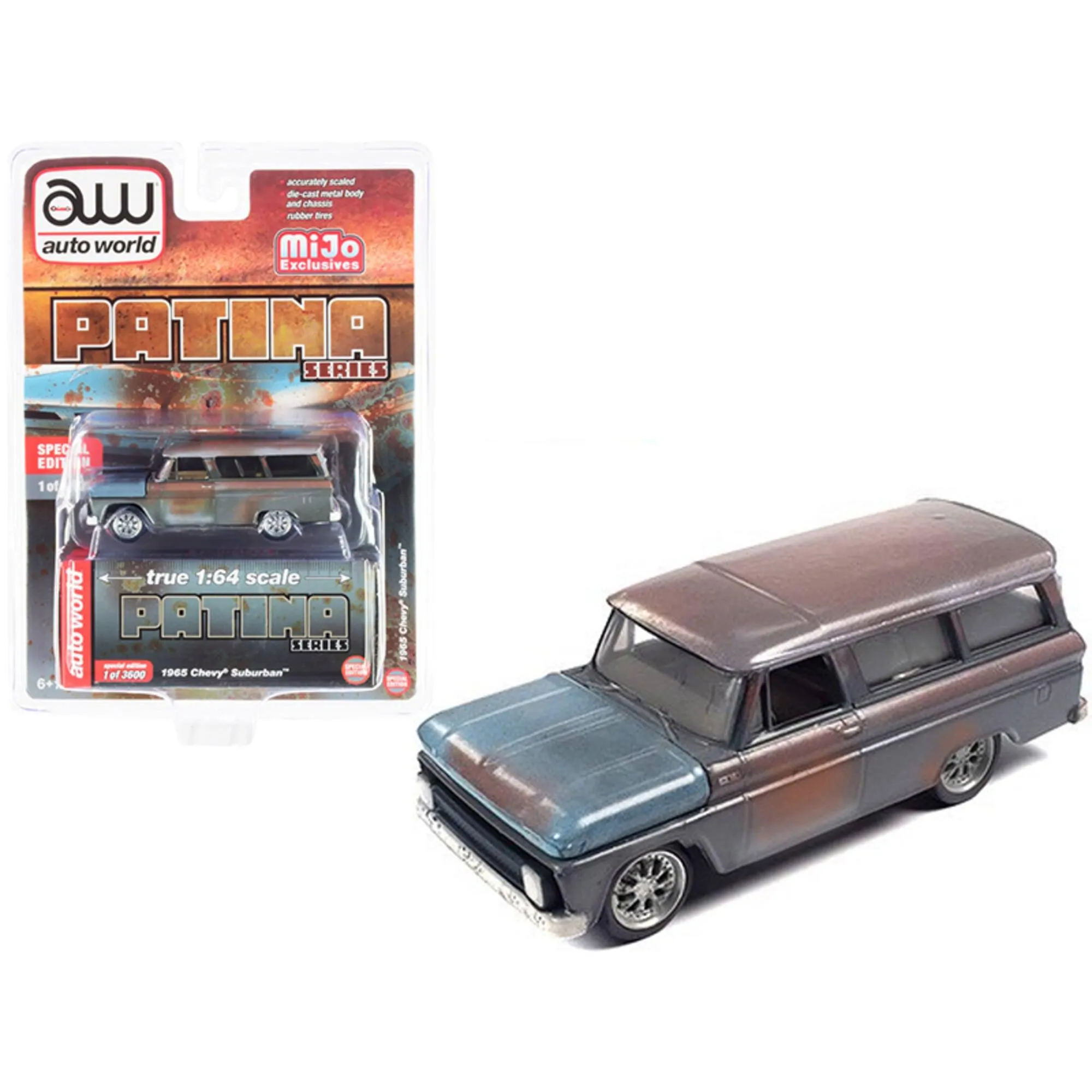 Autoworld 1/64 Scale Diecast Model Car - 1965 Chevrolet Suburban Patina Series