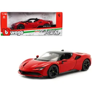 Bburago 1/18 Model Car - Ferrari SF90 Stradale Red with Black Top Race   Play