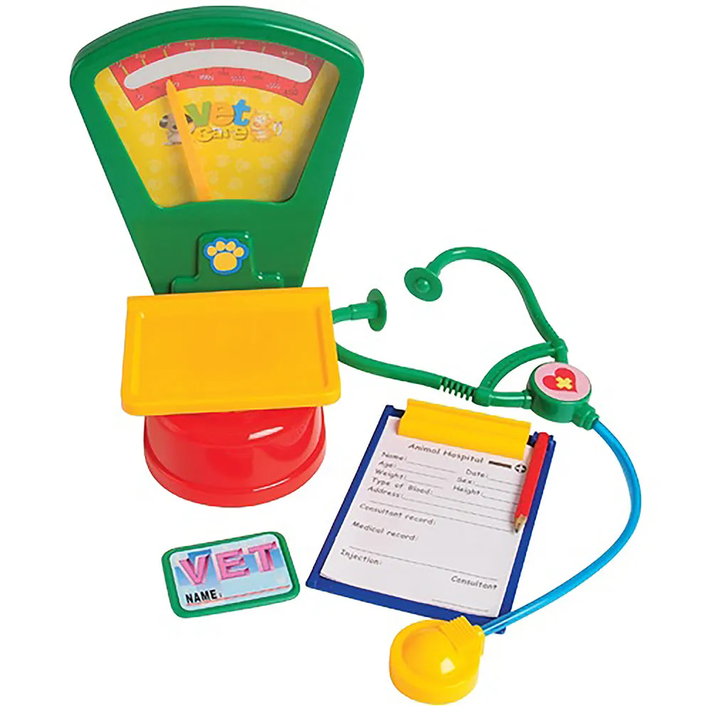 Complete Play Vet Set | 30-Piece Kit with Stethoscope, Pet Scale, Plush Dog & Cat