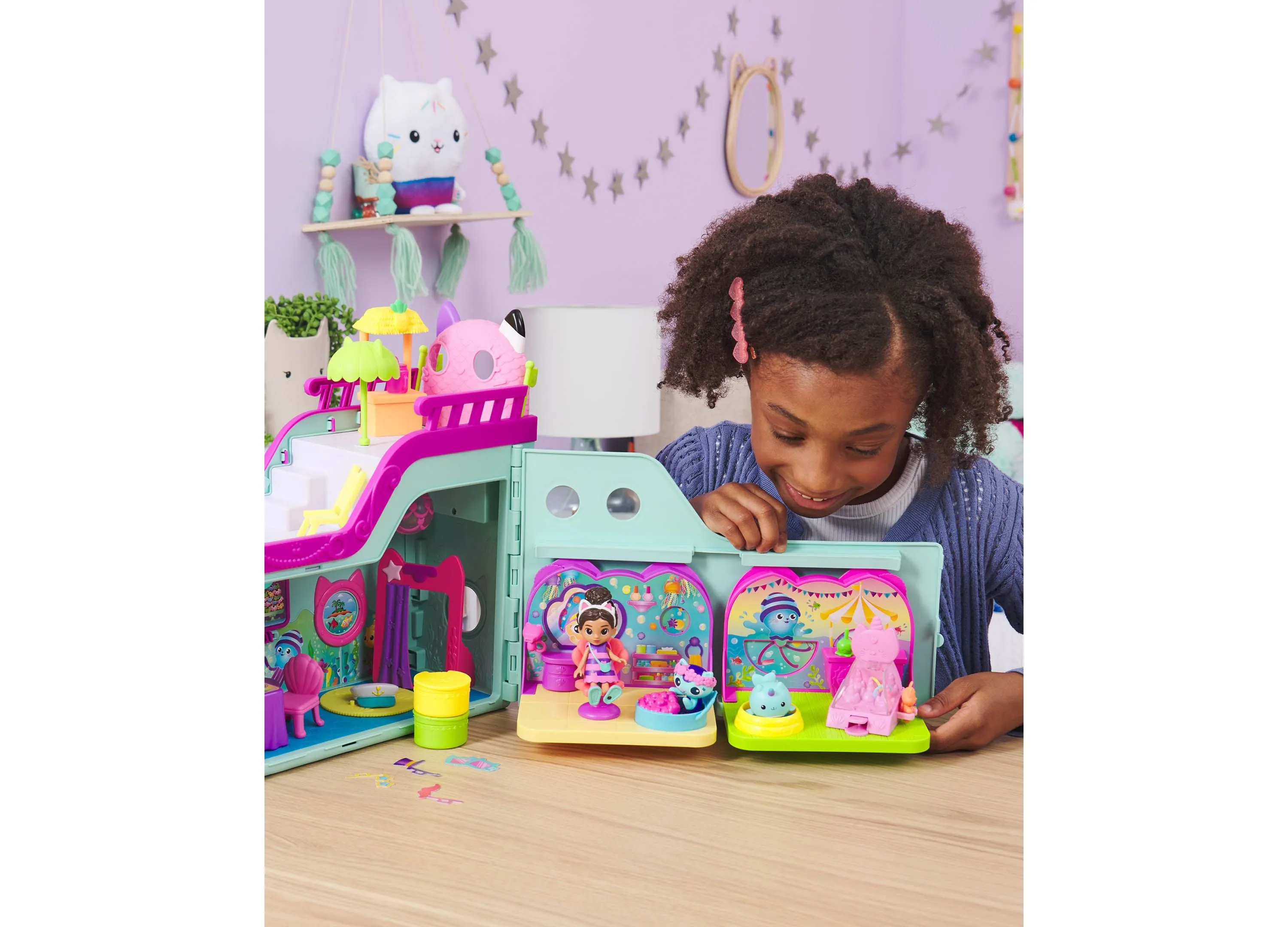Gabby's Dollhouse Carnival Room Playset with Kitty Narwhal Figure and Accessories
