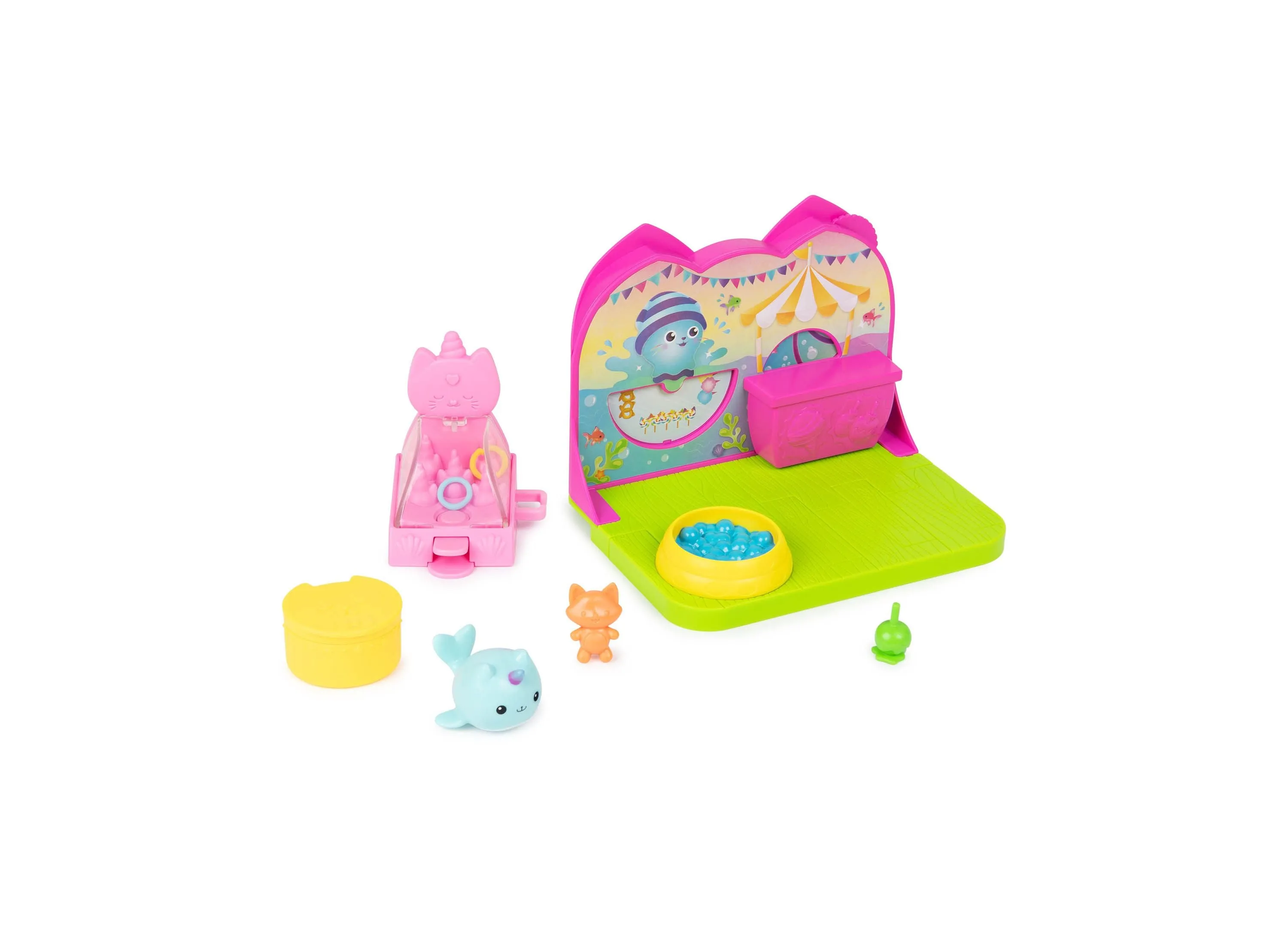 Gabby's Dollhouse Carnival Room Playset with Kitty Narwhal Figure and Accessories