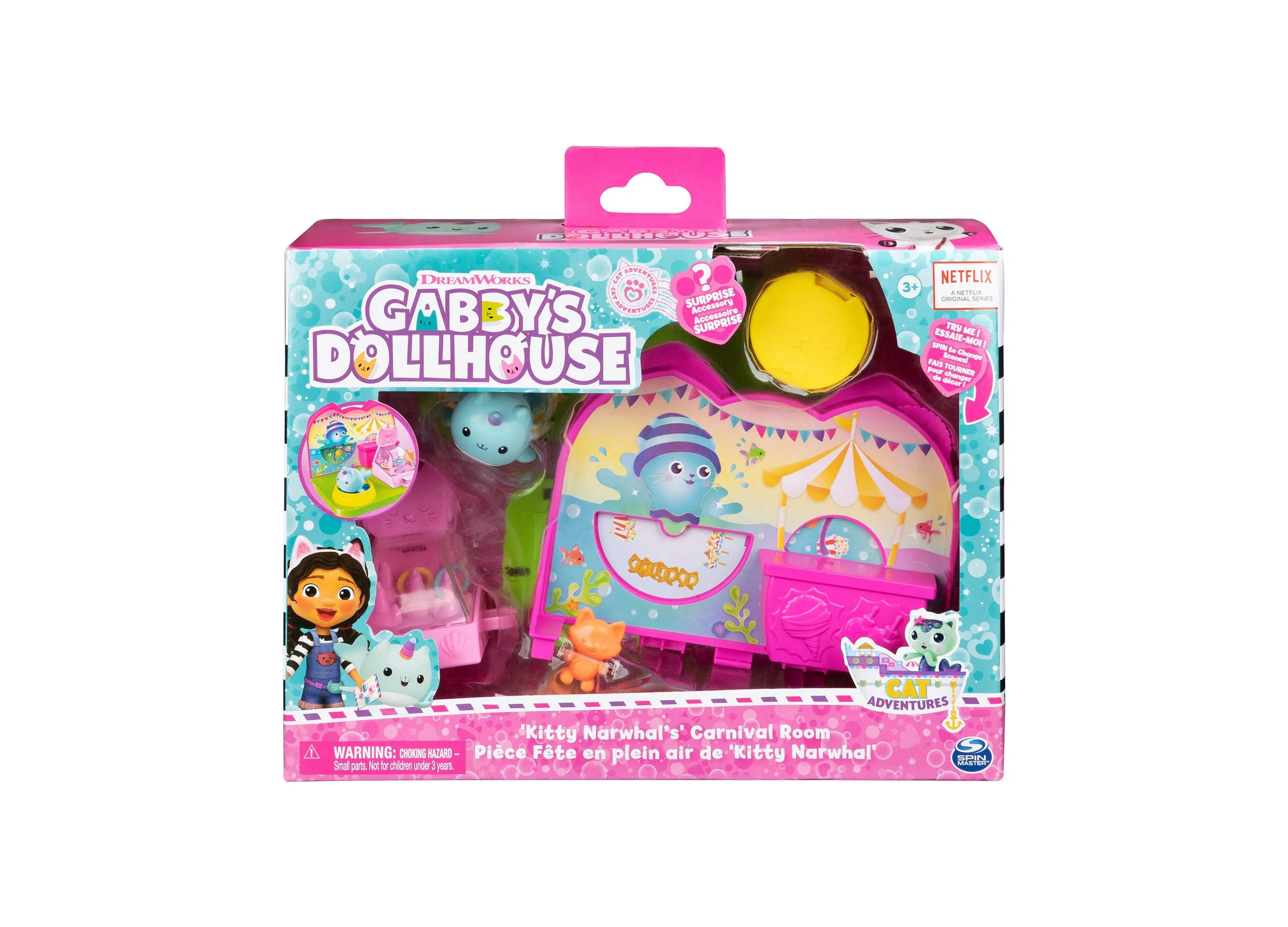 Gabby's Dollhouse Carnival Room Playset with Kitty Narwhal Figure and Accessories