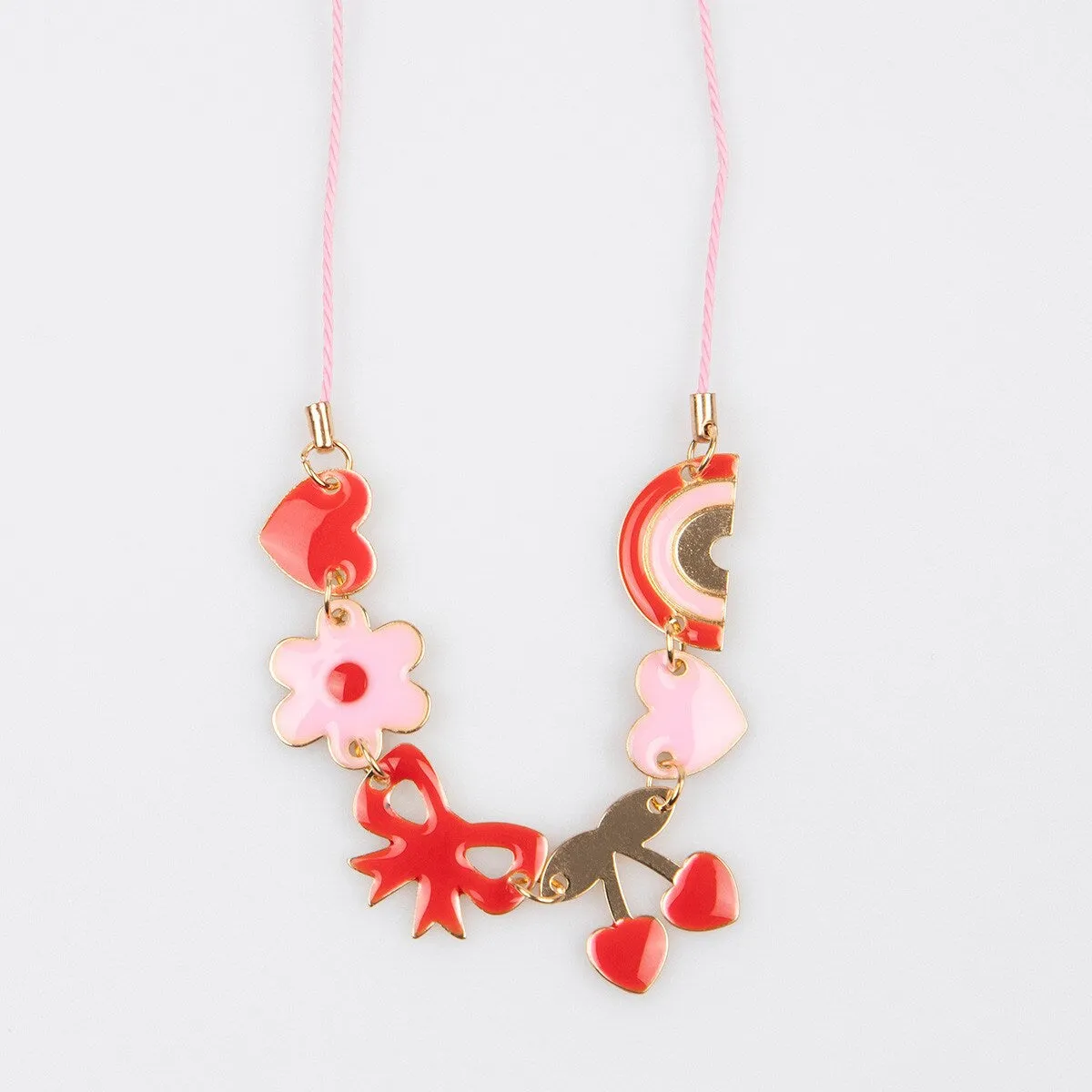 Hearts & Cherries Enamel Charm Necklace