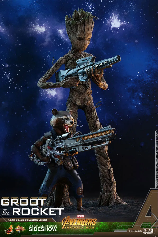 Hot Toys 1/6 Avenger Infinity War Groot & Rocket Set Sixth Scale MMS476