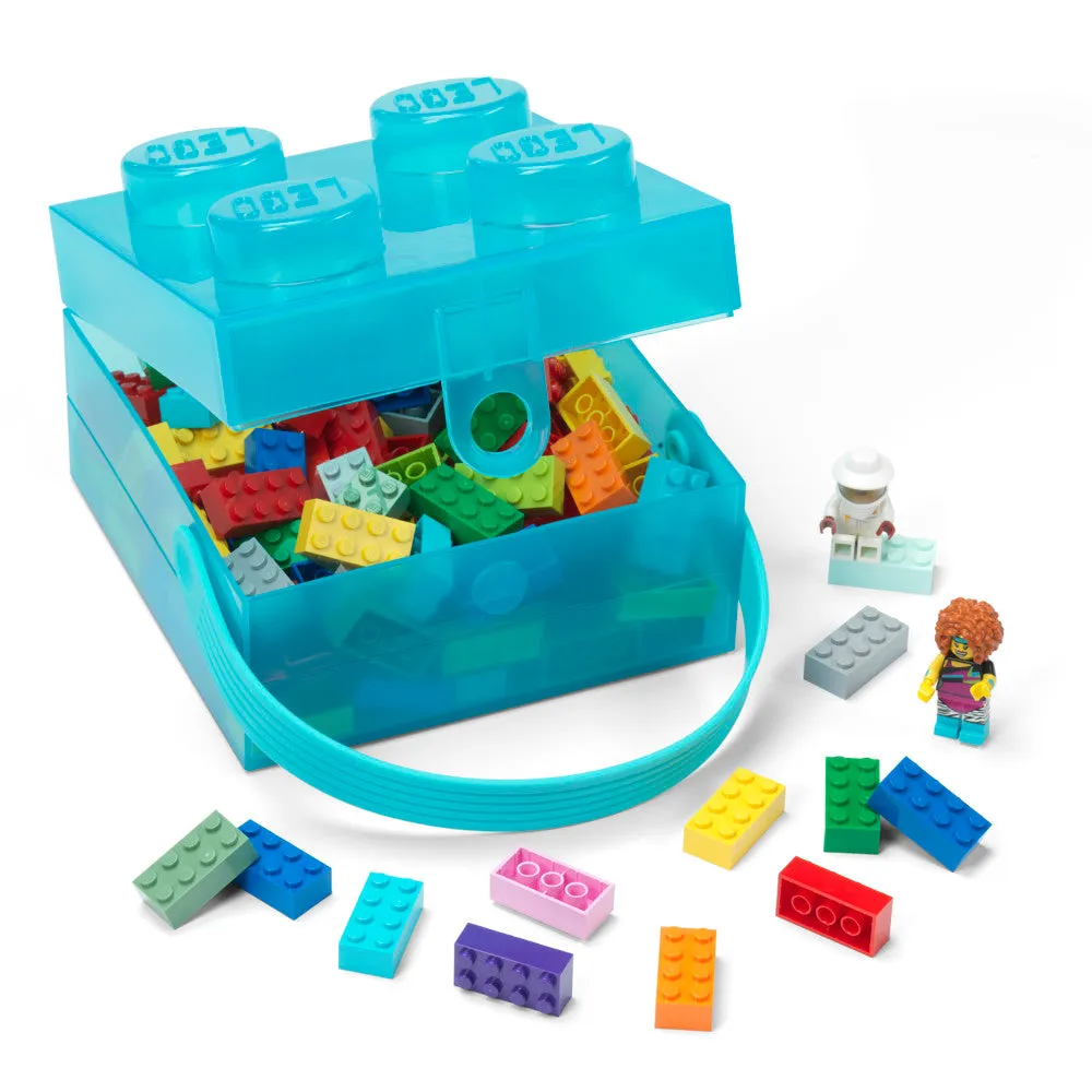 LEGO Classic Square Brick Storage Box with Handle - Translucent Light Blue