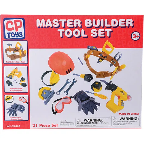 Master Builder's Tool Set | 21-Piece Pretend Play Kit with Hard Hat, Toolbelt, and 4-in-1 Multitool