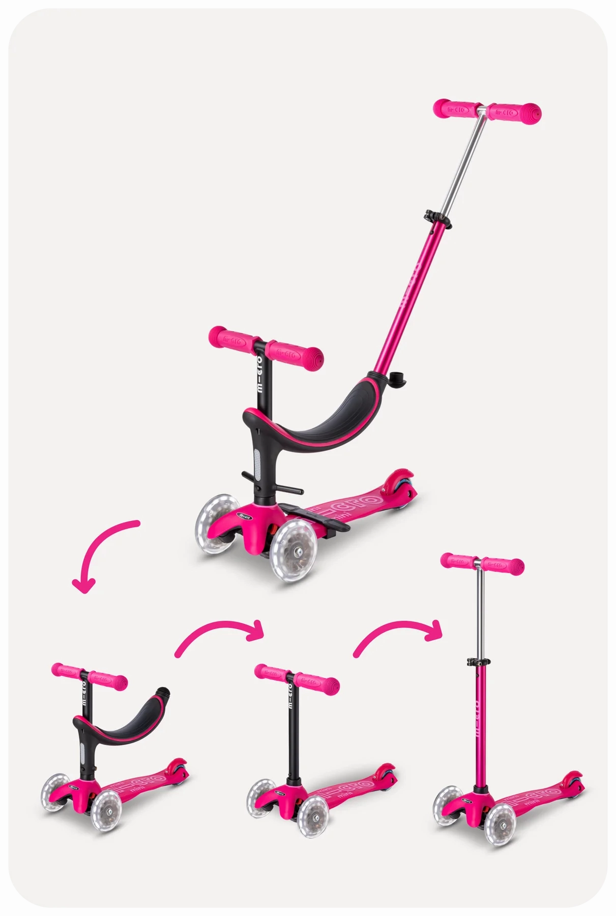 Micro Mini2Grow LED Scooter - Pink
