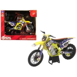 New Ray 1/12 Diecast Motorcycle - Suzuki RMZ450 Nitro Circus #199 Yellow/Blue