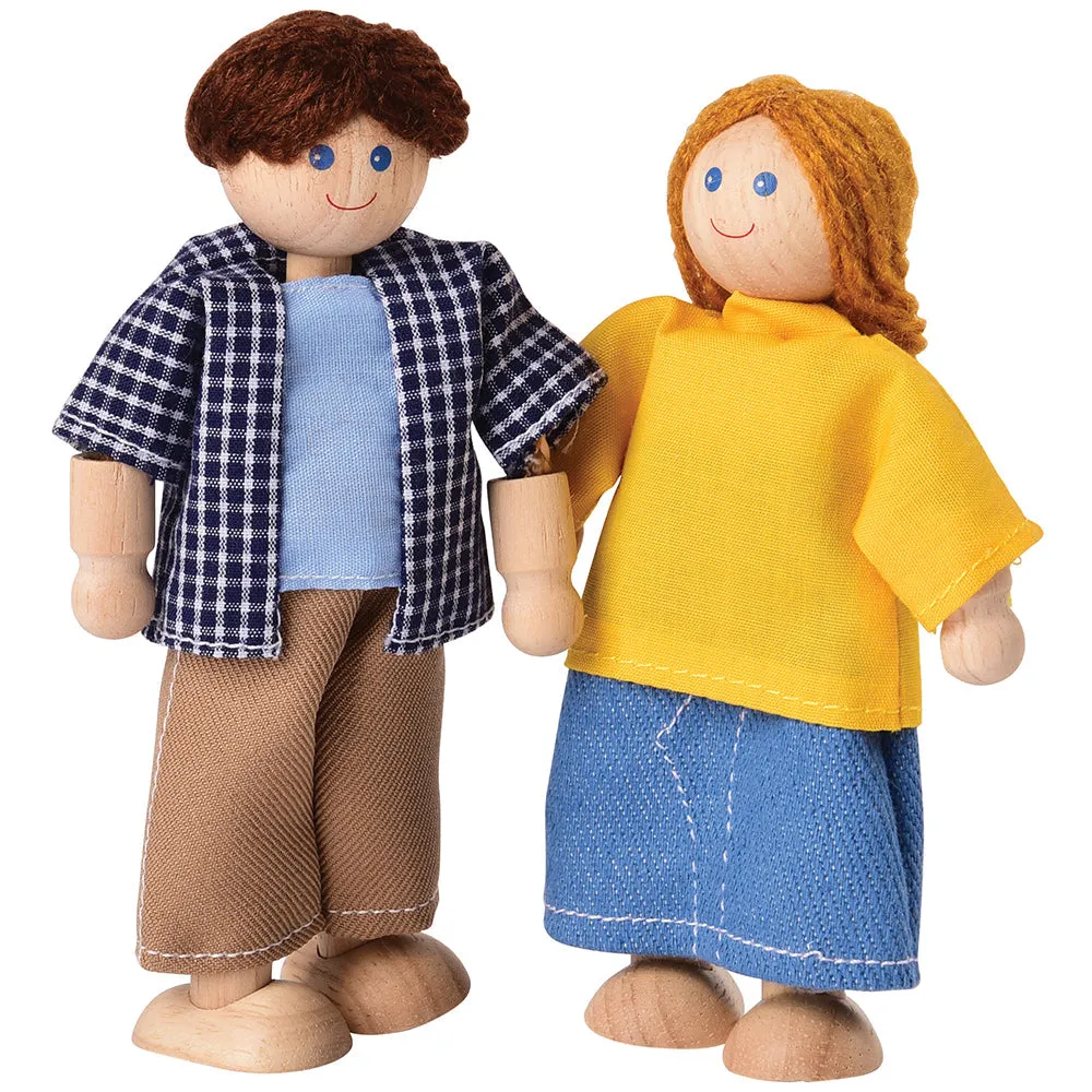 Posable Light Skin Family Wooden Dolls | 4 Piece Set
