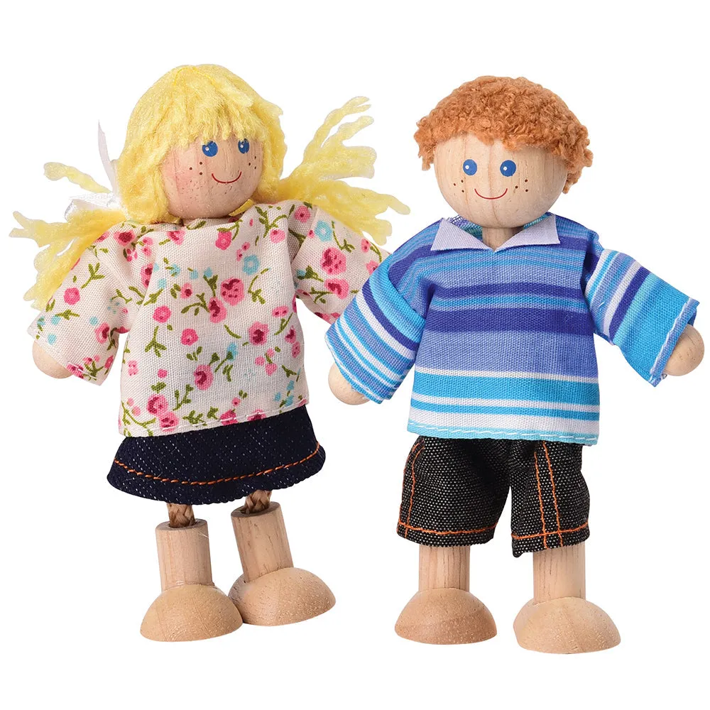 Posable Light Skin Family Wooden Dolls | 4 Piece Set