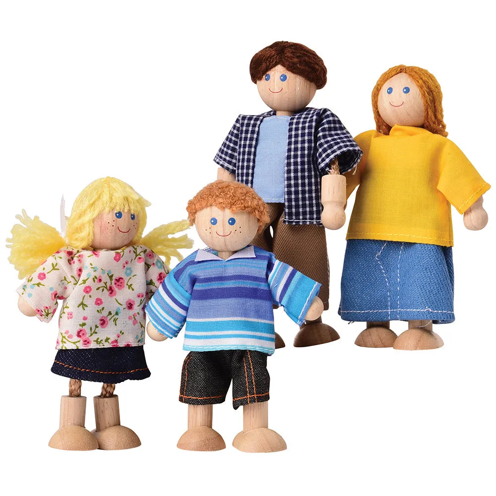 Posable Light Skin Family Wooden Dolls | 4 Piece Set