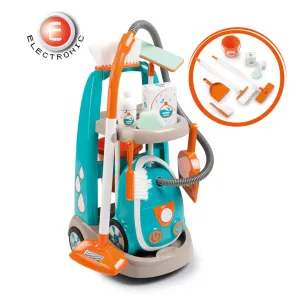 Smoby Interactive Kids Cleaning Trolley Playset - Ages 3 