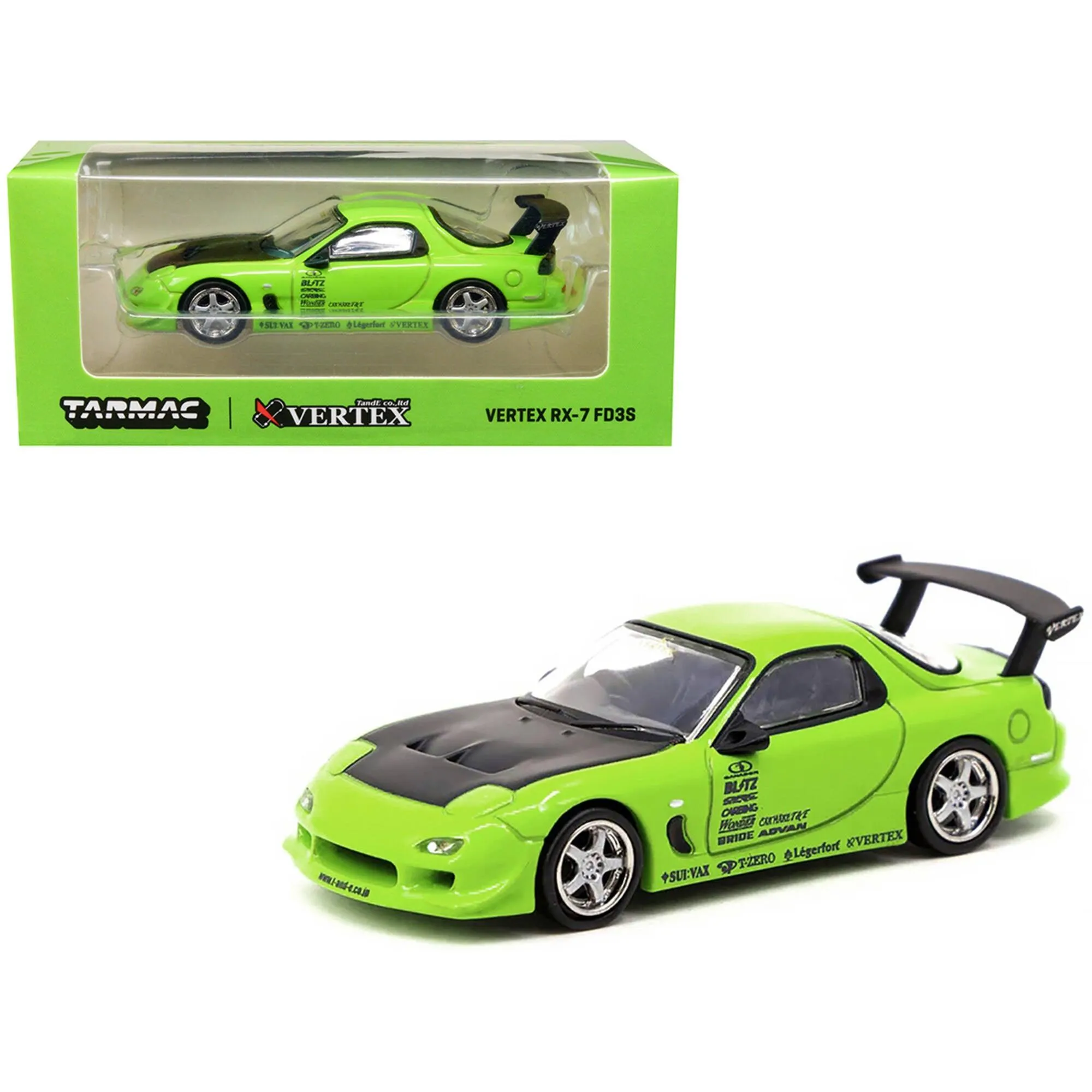 Tarmac Works 1/64 Model Car - Global64 Series Vertex RX-7 FD3S RHD Light Green