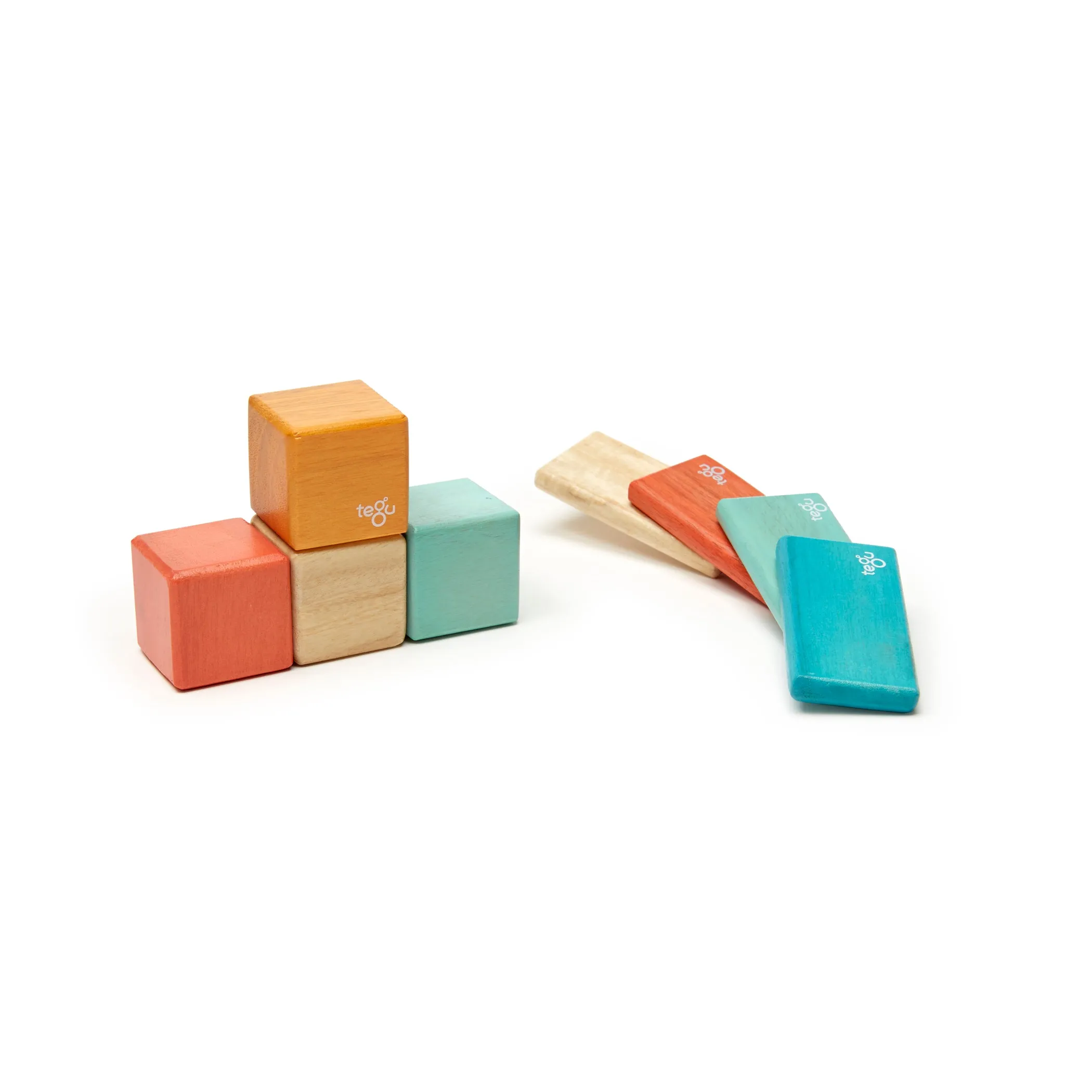 Tegu Magnetic Wooden Blocks, 8-Piece Pocket Pouch - Sunset