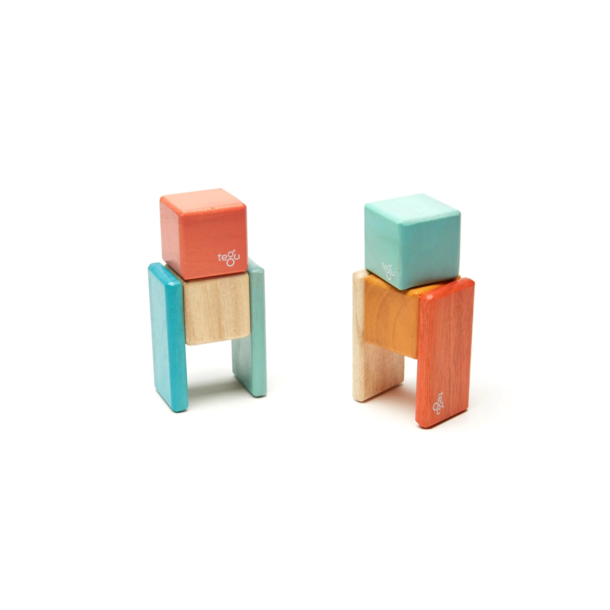 Tegu Magnetic Wooden Blocks, 8-Piece Pocket Pouch - Sunset