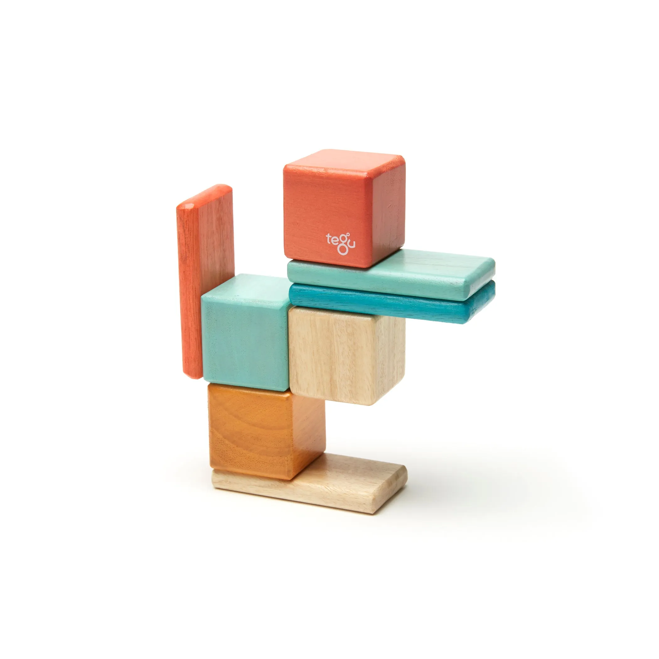 Tegu Magnetic Wooden Blocks, 8-Piece Pocket Pouch - Sunset