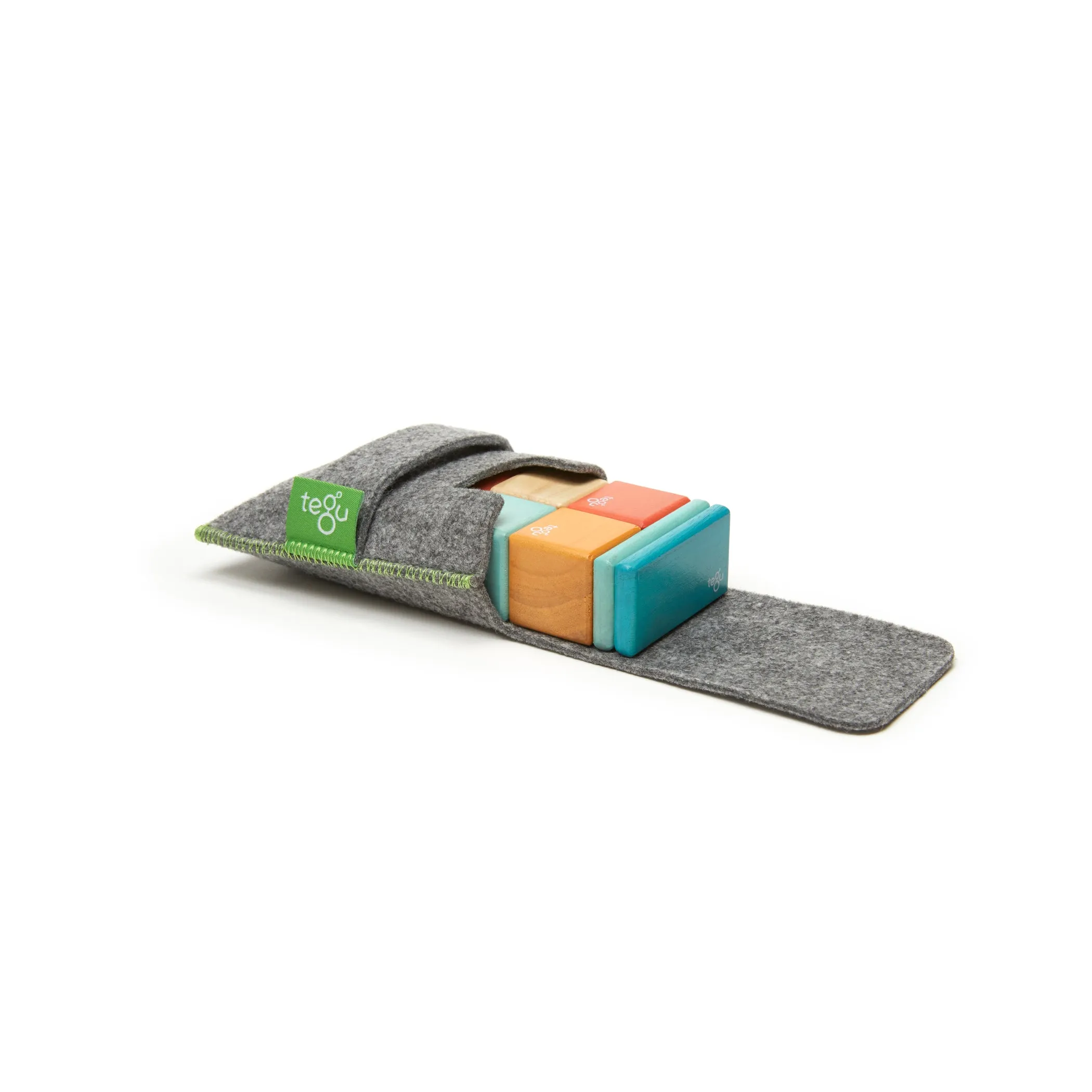 Tegu Magnetic Wooden Blocks, 8-Piece Pocket Pouch - Sunset