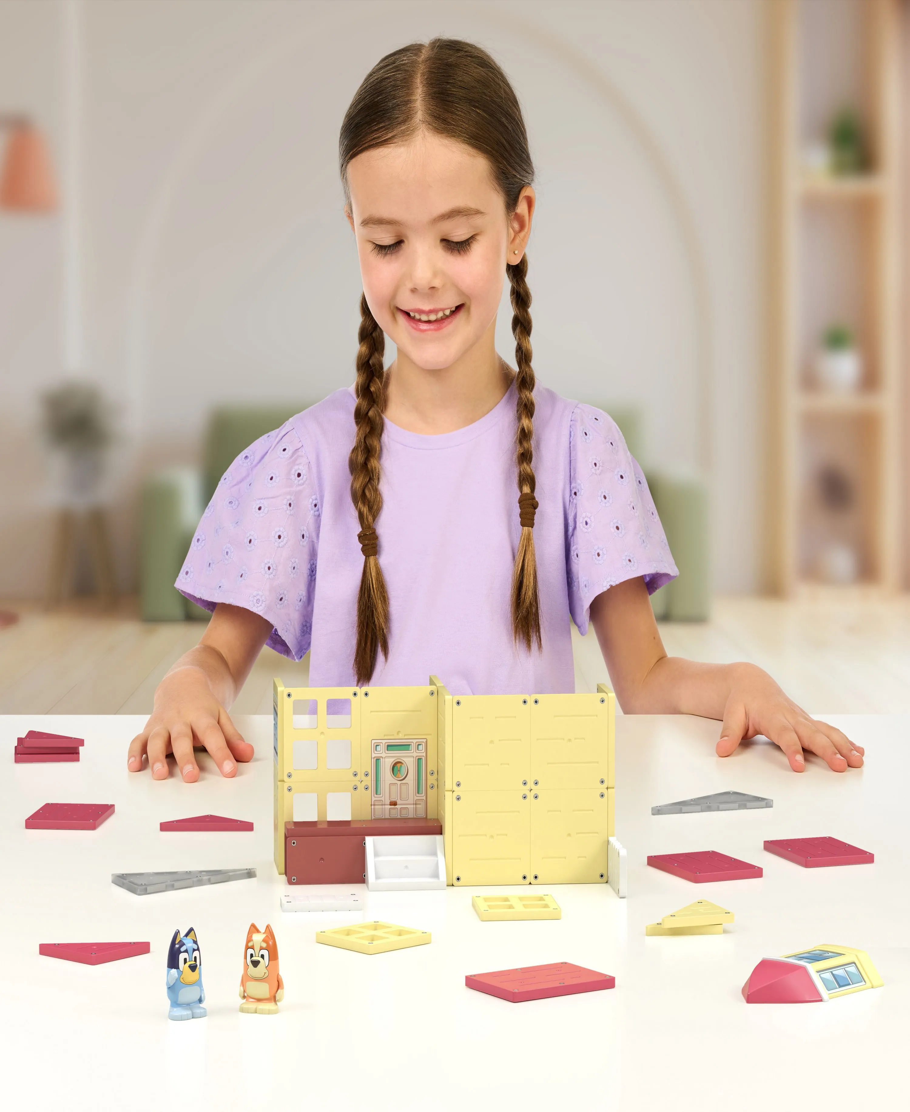 Tile Town Bluey Heeler Home Magnetic Tiles Playset, 46-Piece