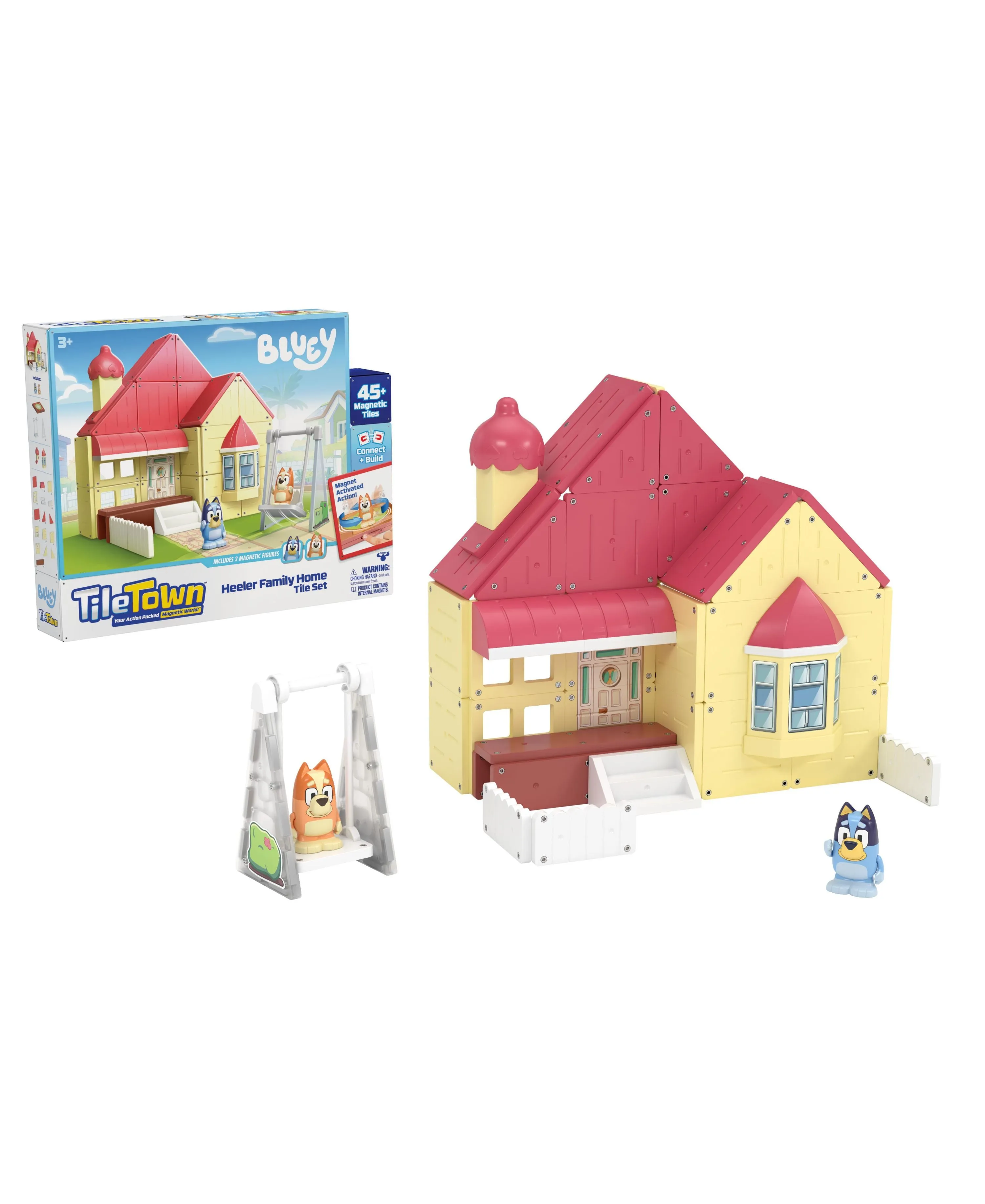 Tile Town Bluey Heeler Home Magnetic Tiles Playset, 46-Piece