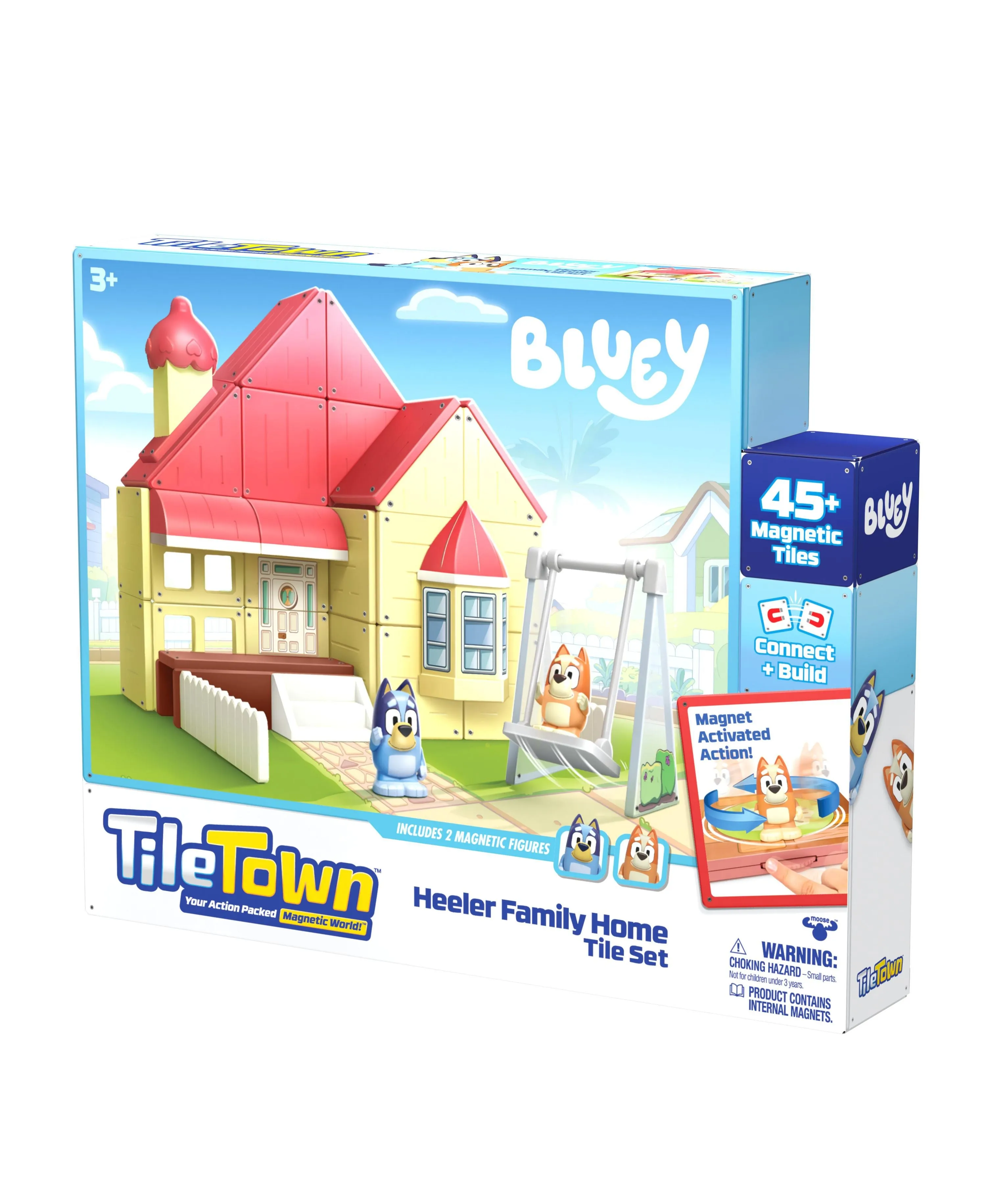 Tile Town Bluey Heeler Home Magnetic Tiles Playset, 46-Piece