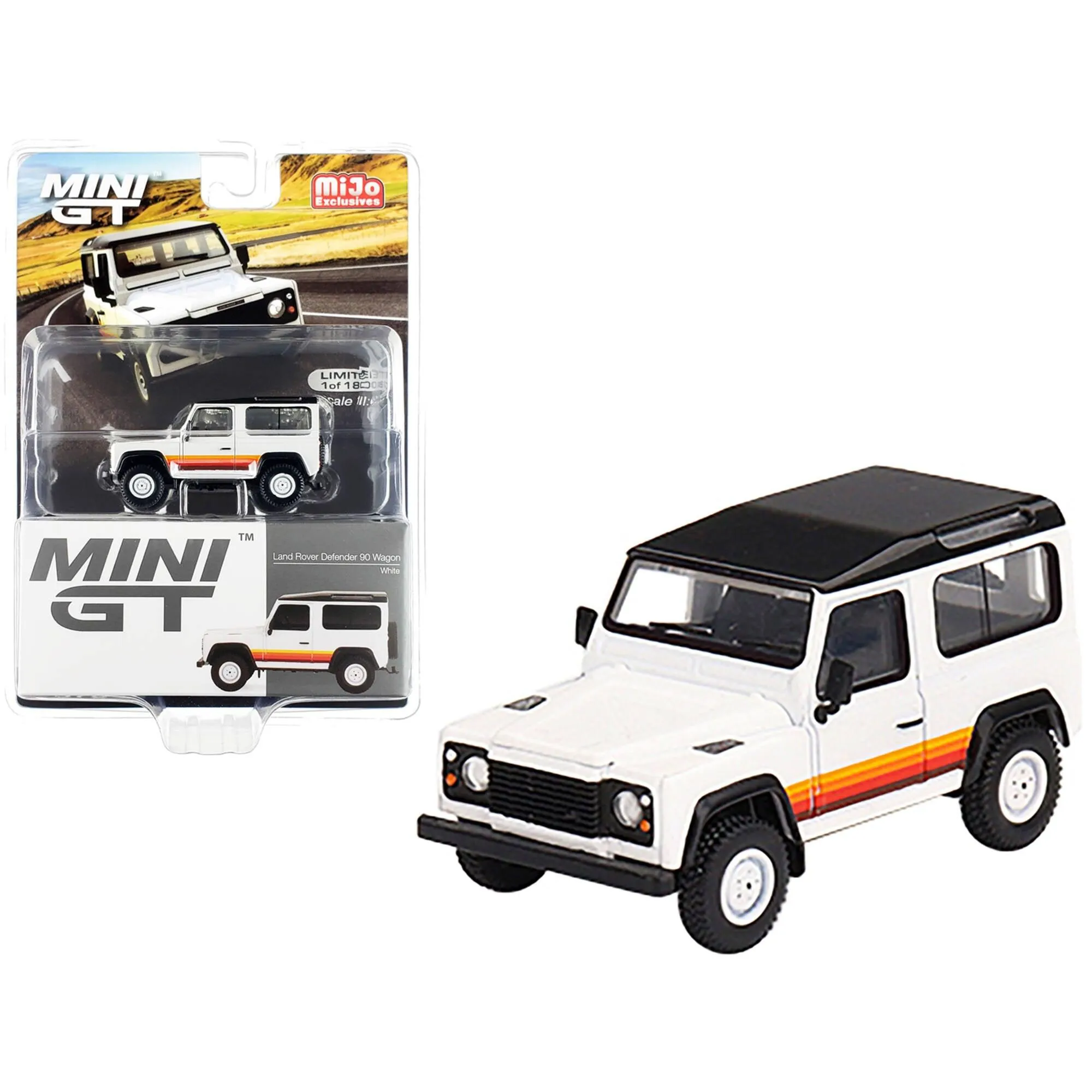 True Scale Miniatures 1/64 Car - Land Rover Defender 90 Wagon White with Black Top