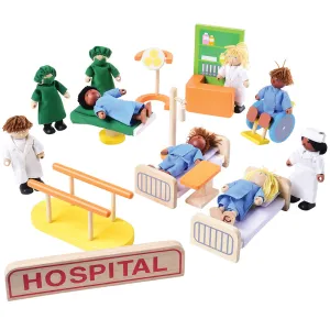 Wooden Hospital Playset with Medical Accessories | 27 Piece Set
