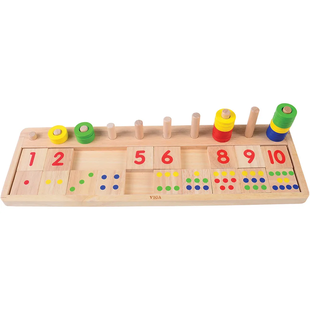 Wooden Math Bundle: Counting, Colors & Shapes Learning Set | Peg Board & Number Matching Toys